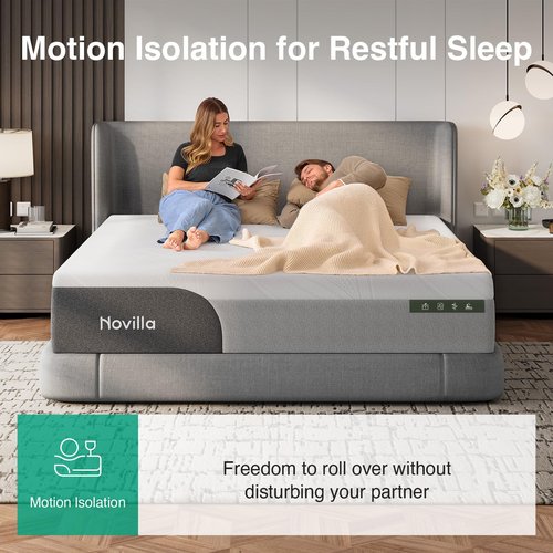 Novilla Queen Mattress 14 Inch, Gel-Infused Bliss Cooling Queen Memory Foam Mattress in a Box with Cool-Touch Nylon Cover, Pain Relief & Spinal Support with CertiPUR-US Certified Foam