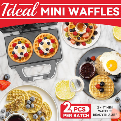 Skiennix 4-Inch Mini Waffle Maker - Non-Stick Chaffle Machine for Keto Waffles & Hash Browns
