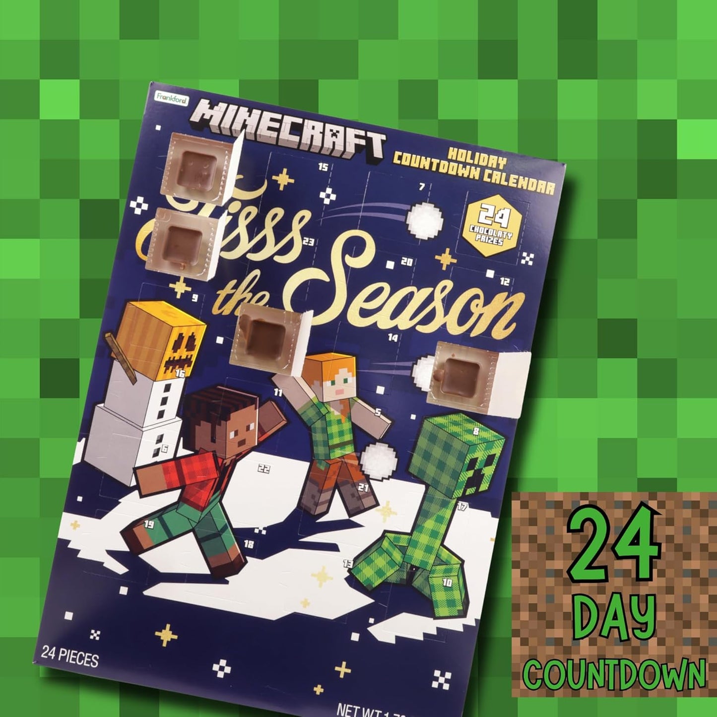 Minecraft 2025 Christmas Advent Calendar - 24-Day Holiday Countdown with Chocolate Treats | 1.76 Ounce