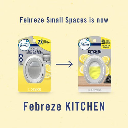 Febreze Kitchen Air Freshener, Odor-Fighting, Plug In Alternative, Air Fresheners for Home and Bathroom and Kitchen, Closet Air Fresheners, Fresh Lemon Scent, 6 Count
