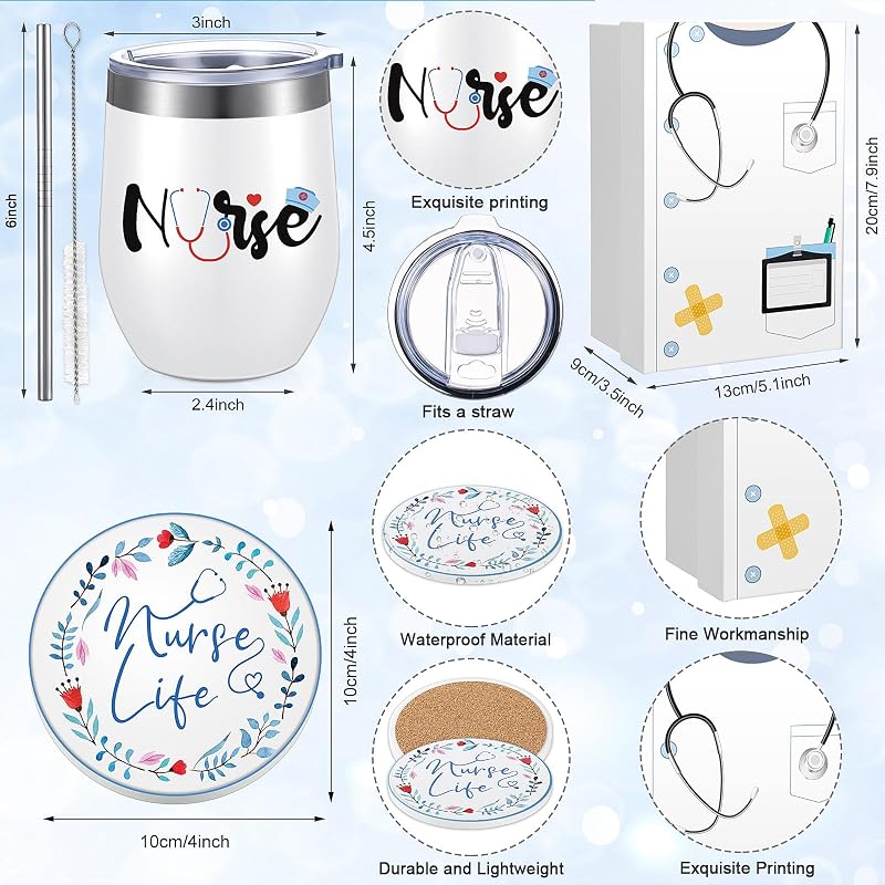Nurse Gift Set with Tumbler, Keychain, Socks & Makeup Bag – White (Variation: White)