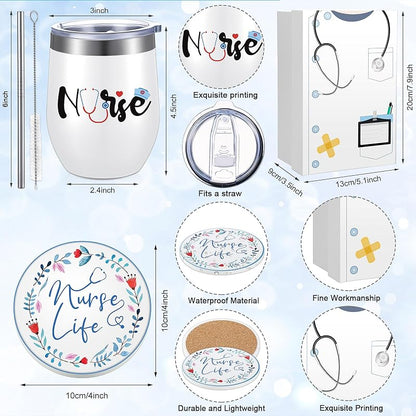 Nurse Gift Set with Tumbler, Keychain, Socks & Makeup Bag – White (Variation: White)