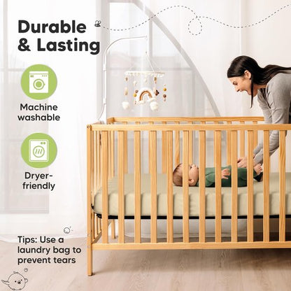 KeaBabies Fitted Crib Sheets - Soft Bamboo Viscose Cotton, 2-Pack, 52x28, Gender Neutral (Avocado)