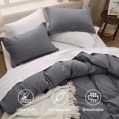 Bedsure Oversized King Duvet Cover Set - Extra Soft Prewashed Cotton-Like Bedding, 120x98 Inches with Zipper Closure & 2 Pillow Shams