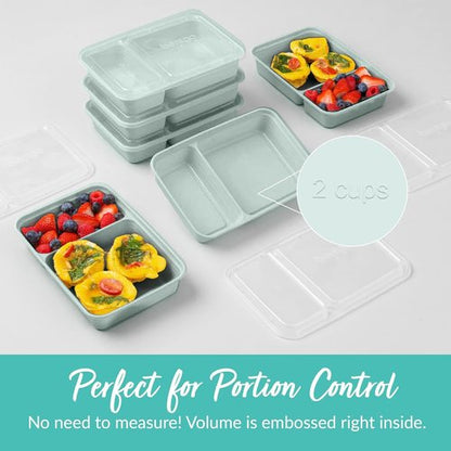 Bentgo - 20-Piece Reusable Meal Prep Containers | 2-Compartment, BPA-Free, Microwave & Dishwasher Safe (Mint)