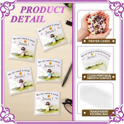 Little Jesus Figurines by [Brand Name] - 50 Mini Prayer Figurines with Cards & Bags for Easter Party Favors