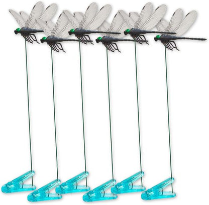 Dragonfly Clips | Realistic 3D Black Dragonfly Hat Clips - Garden Stakes Decor (6 Pcs)