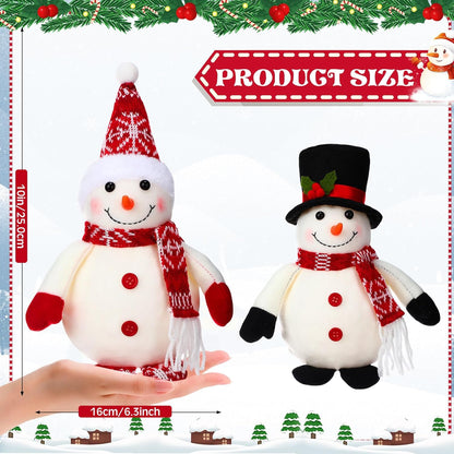 Tujoe Lighted LED Snowman Figurines - 10 Inch Christmas Tabletop Decor | Battery Operated Holiday Ornament