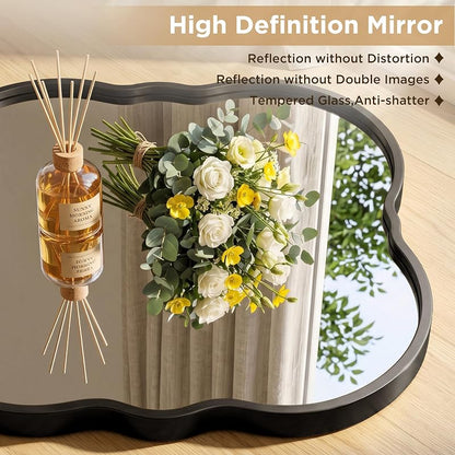 32x32 Inch Irregular Black Bathroom Mirror - Wall Mount with Brushed Aluminum Frame (Variation: Black+31.5"L x 31.5"W)