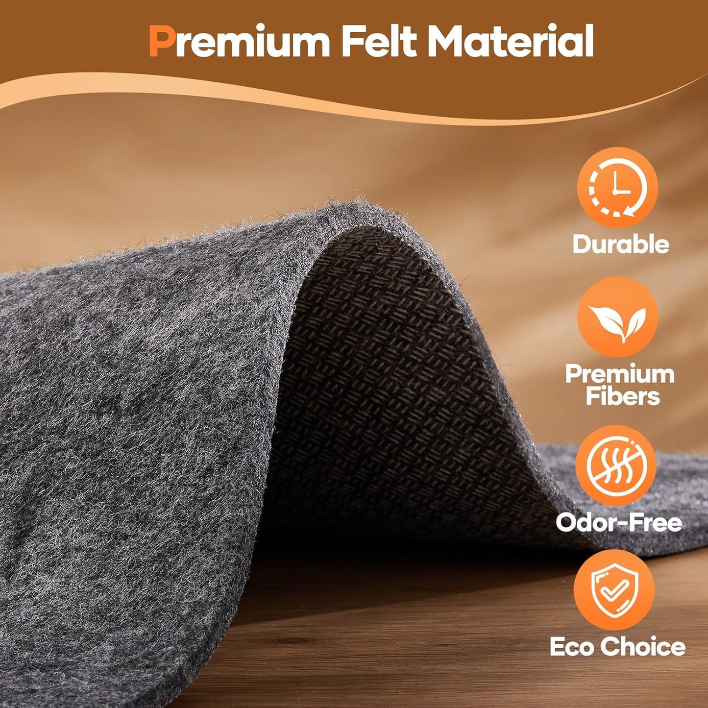 Veken Non-Slip Cushioned Rug Pad - 5 Ft Felt & Silicone Backing, 1/4 Inch Thick for Hardwood Floors