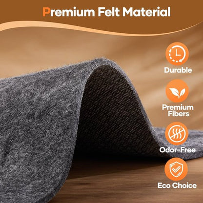 Veken Non Slip Cushioned Rug Pad Gripper 5 x 8 Ft, Felt and Silicone Backing, 1/4 inch Thick Carpet Liner for Hardwood Floors and Finishes, Under Area Rugs Anti Skid Mat, Keep Rugs Safe and in Place