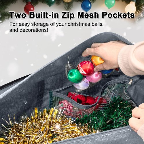 Heavy Duty Christmas Tree Storage Bag by [Brand Name] - 7.5 ft Water Resistant with Dual Zippers & Mesh Pockets