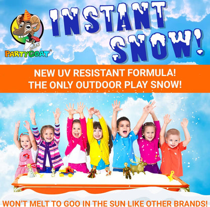 Party Goat Instant Snow Powder - Create 7 Gallons of Fake Snow for Sensory Play | 18oz, Just Add Water