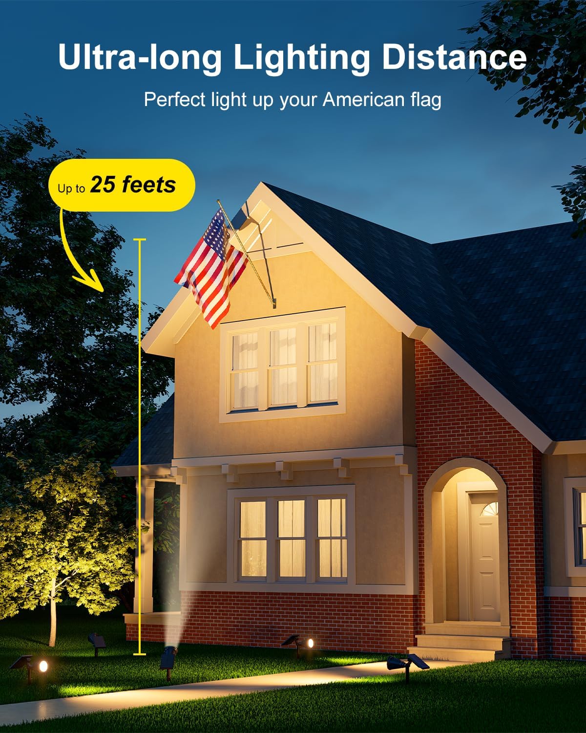 Skiennix Solar Power Spot Lights - Waterproof LED Landscape Uplights for Outdoor Decor | Warm White