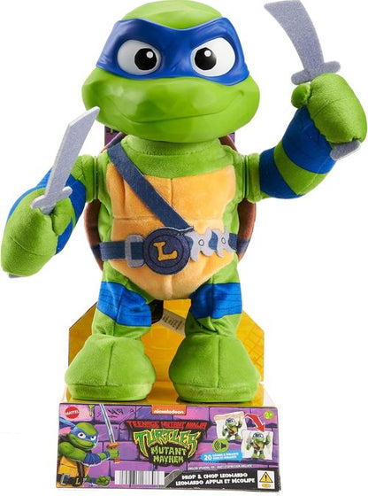 Mattel Teenage Mutant Ninja Turtles Leonardo Plush Toy - 11-Inch Soft Doll with 20+ Sounds & Action Features