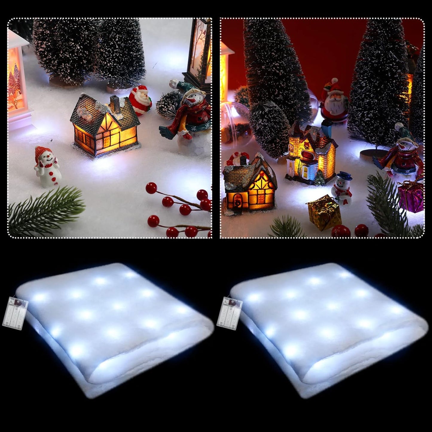 Zhengmy Christmas Lighted Snow Blanket - Pre-Lit LED Decor for Holiday Village | 4.9ft x 16 Inch, White