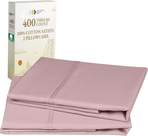 California Design Den King Size Pillow Cases Set of 2 | 400 Thread Count Soft 100% Cotton - Mauve