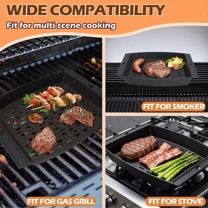 Cast Iron Grill Basket by [Brand Name] - 15"x12" Outdoor BBQ Pan for Fish & Veggies | Fits Most Grills