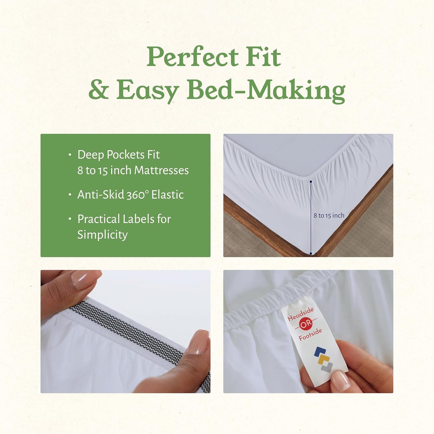 California Design Den King Size Sheets Set - Soft 100% Organic Cotton Percale with Deep Pockets - White