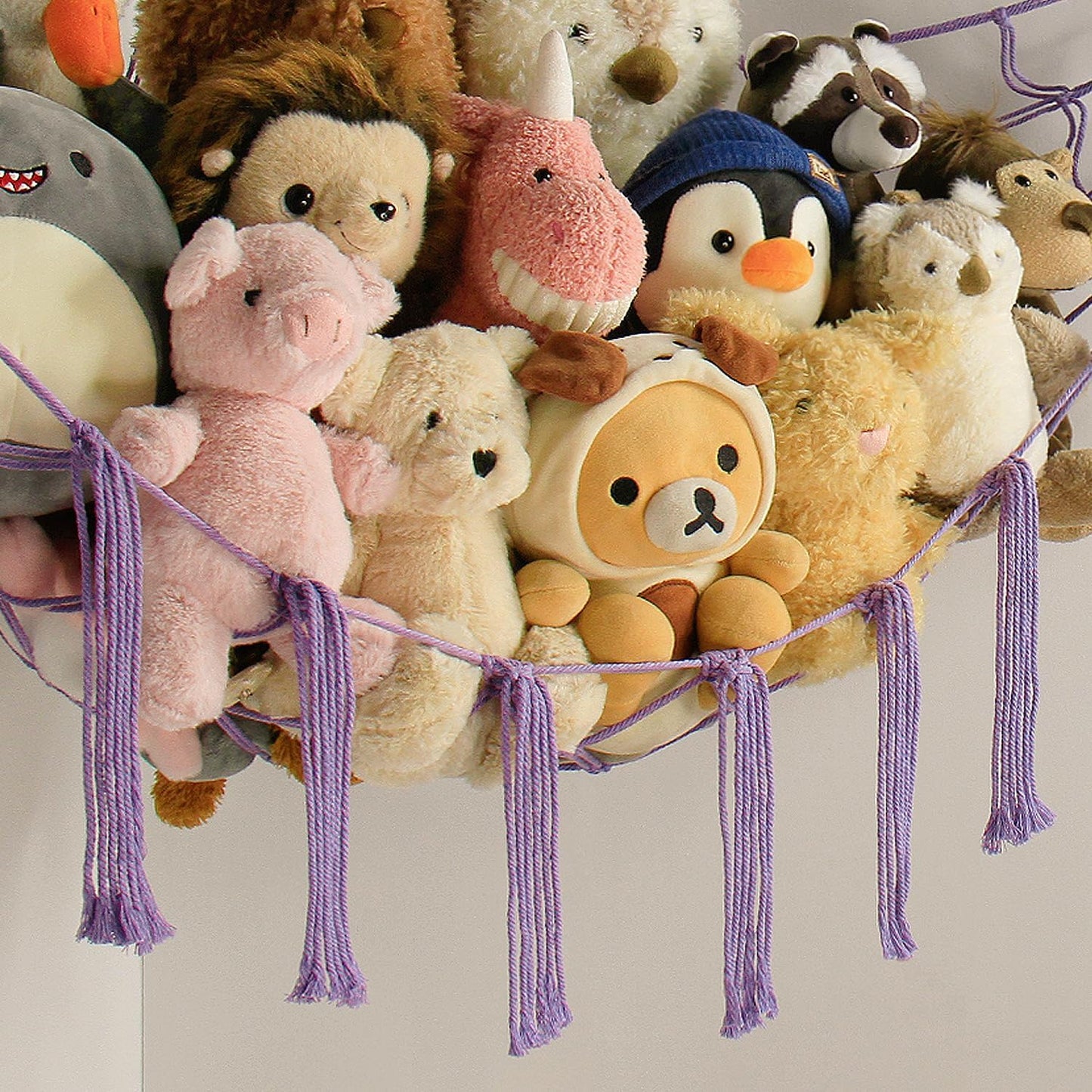 Mirolam Stuffed Animal Storage Hammock - Large Corner Toy Organizer Net for Baby Nursery Decor