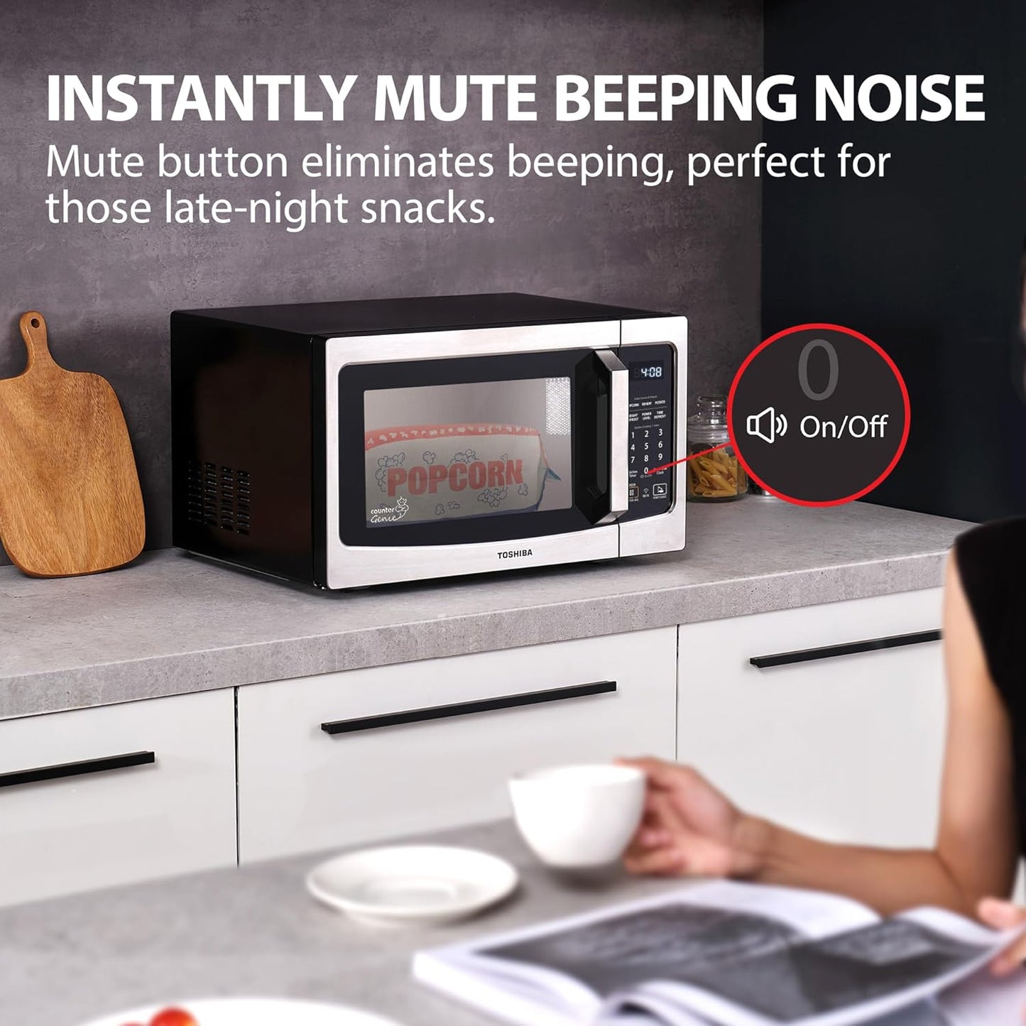 TOSHIBA Smart Countertop Microwave - 1100W, 1.3 Cu Ft, Alexa Compatible, Sensor Reheat, Stainless Steel