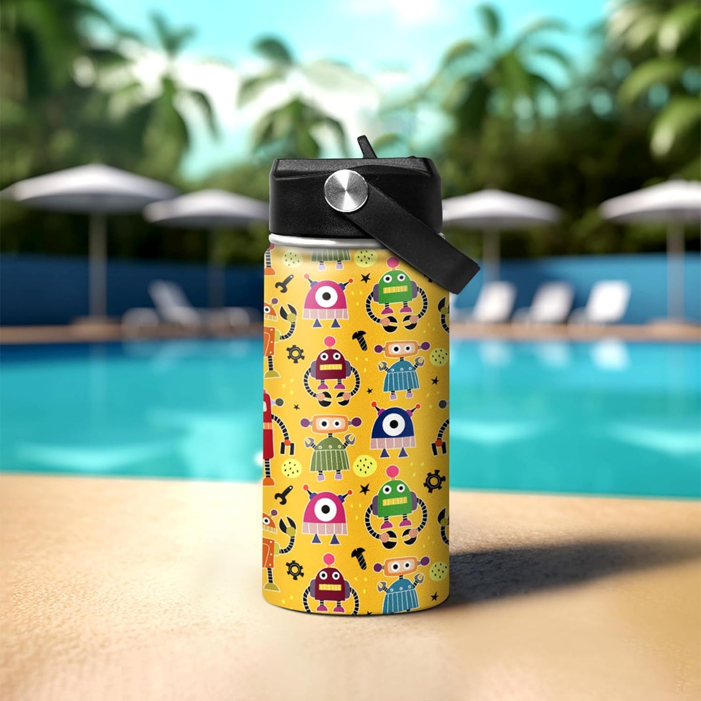 Skiennix Kids Water Bottle - Insulated 12oz Stainless Steel Tumbler with Straw | Perfect for School & Travel