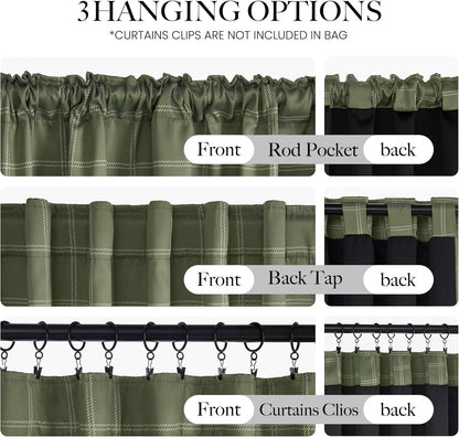 NICETOWN Blackout Curtains - 100% Thermal Insulated Room Darkening Drapes | Olive Green, 52" W x 84" L, 2 Panels