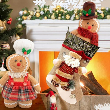Gingerbread Plush Ornaments - 12.6 Inch Stuffed Animal Christmas Decor Gift for Kids | Set of 2