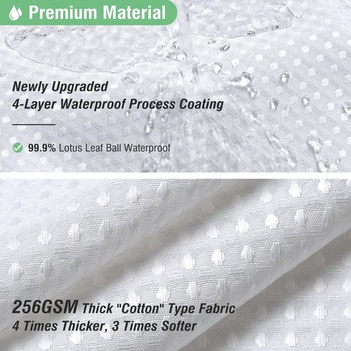 Dynamene Extra Long Fabric Shower Curtain - Waffle Weave 90 Inches Long Heavy Duty Cloth Shower Curtains for Bathroom, 256GSM Tall Hotel Luxury Bath Curtain Set with 12 Plastic Hooks(72Wx90H, White)
