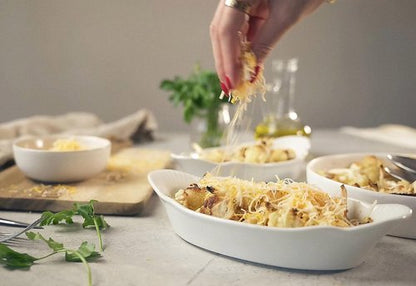 Kook Mini Casserole Dishes - Set of 6 Oven & Microwave Safe Ceramic Au Gratin Baking Dishes | 12 oz Ivory