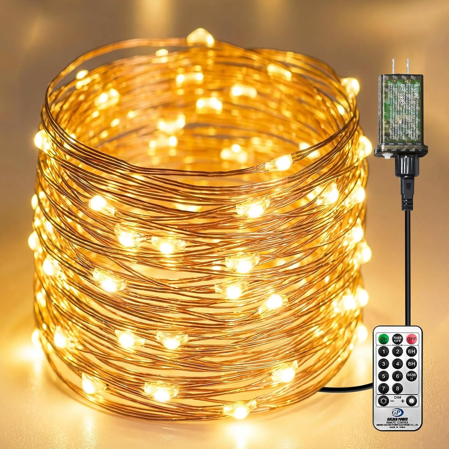 Plug-In Fairy Lights - 66 Ft 200 LED String Lights with Remote, 8 Modes & Timer | Warm White for Indoor Decor