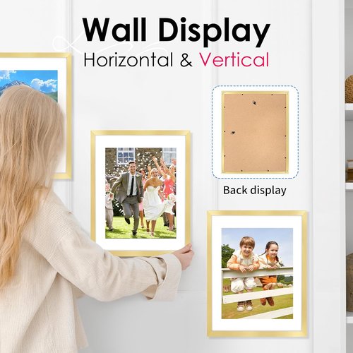 FIXSMITH 11x14 Picture Frame Set of 2 - HD Plexiglass for 8x10 or 11x14 Photos | Gold Wall Decor