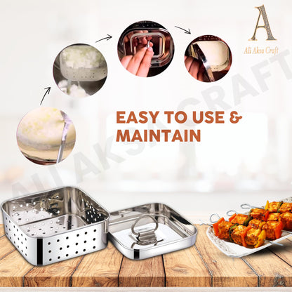 Stainless Steel Square Shape Paneer/Tofu/Cheese Maker Mould Machine Hard Presse Mold KIt For Paneer/Cheese Making (450ml)