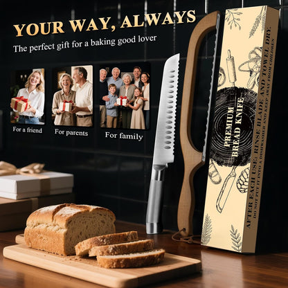 Skiennix Sourdough Bread Knife - Ergonomic Serrated Cutter for Easy Slicing | 2-Pack Set