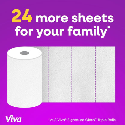 Viva Signature Cloth Paper Towels - Task Size | 2 Family Triple Rolls, 141 Sheets Each