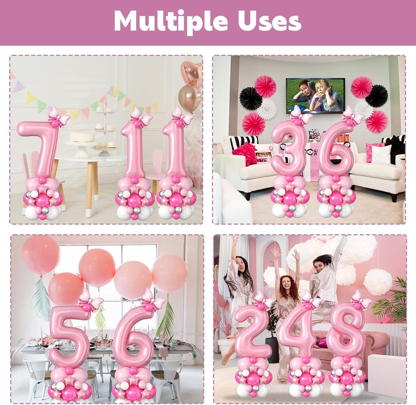 Pastel Pink Number 7 Balloon by [Brand Name] - 40 Inch Giant Foil Balloon for 7th Birthday Party
