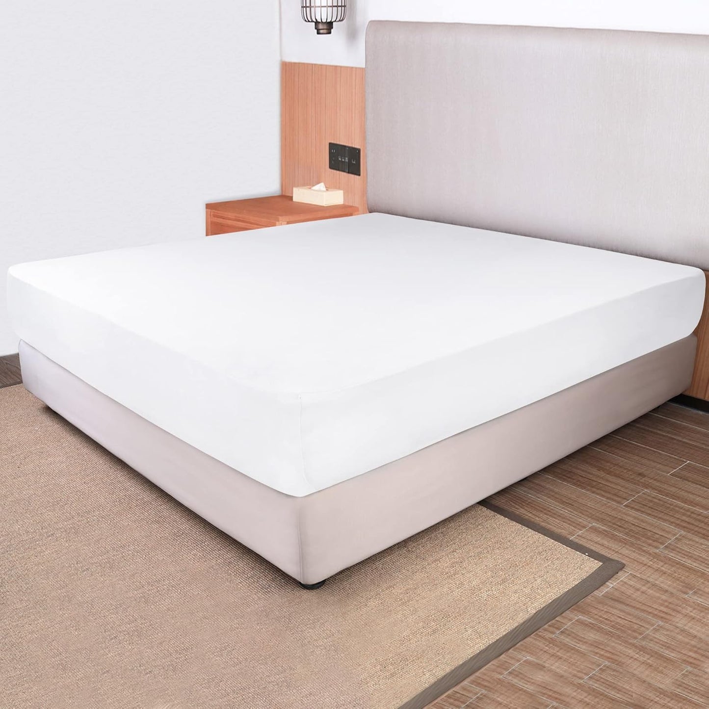 Soft Stretch Queen Size Fitted Sheet - Cozy Jersey Knit, 4-Way Stretch, Deep Fit (5"-16") | White