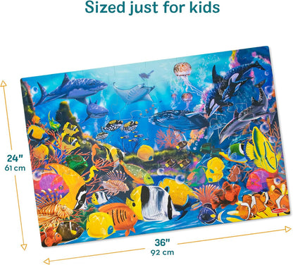 Melissa & Doug Jumbo Underwater Ocean Floor Puzzle - 48-Piece Educational Activity for Kids Ages 3+ (2 x 3 Feet)