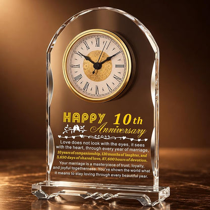 10th Anniversary Crystal Clock Gift for Wife, Husband, or Couple - Variation: 10th Wedding Anniversary
