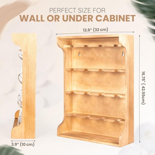 Byers Choice TX Pine Wooden Spice Rack Organizer - Antique Kitchen Spice Jar Holder | Wall-Mount or Cabinet Use
