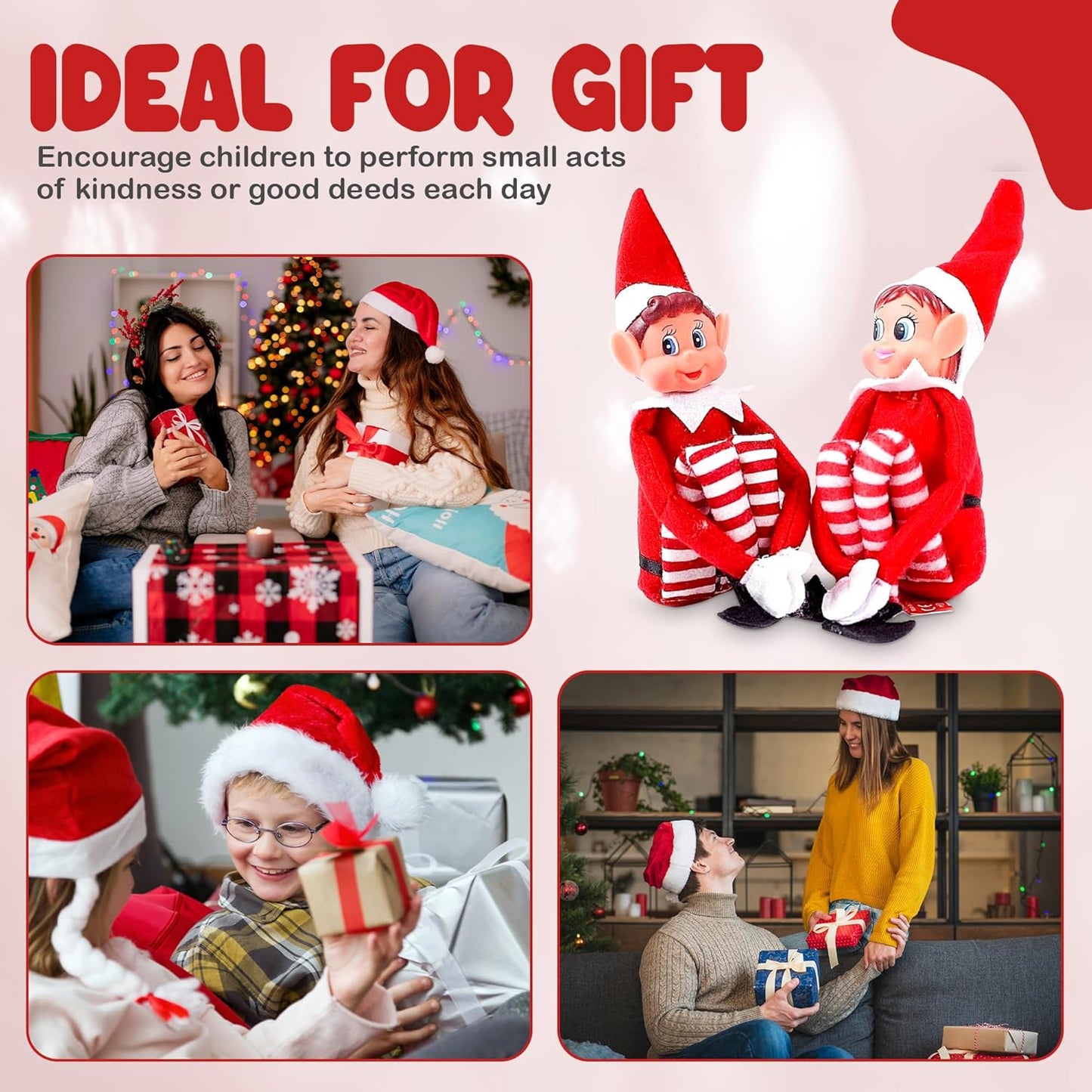 Quebec Naughty Elf Set - Soft Body Christmas Elf Figures for Boys & Girls | 12-Inch Santa's Helpers