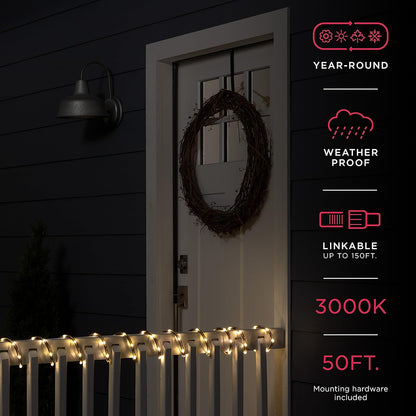 UltraPro LED Rope Lights - 50ft Premium Smoke Black | Warm White 3000K | Flexible & Durable Indoor/Outdoor Lighting
