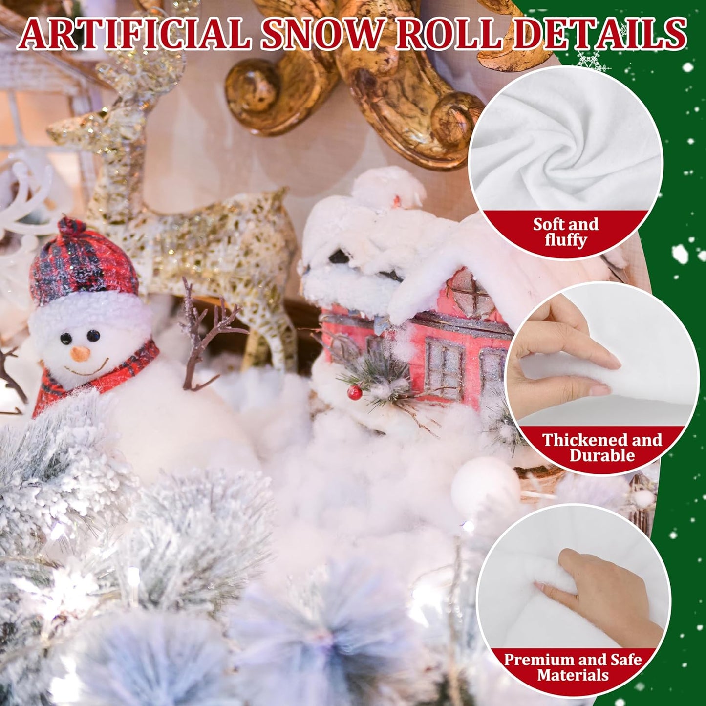 Palonu Snow Blanket - Thick, Soft Artificial Snow Cover for Christmas Decor | 3 x 8 Ft Fluffy White Blankets
