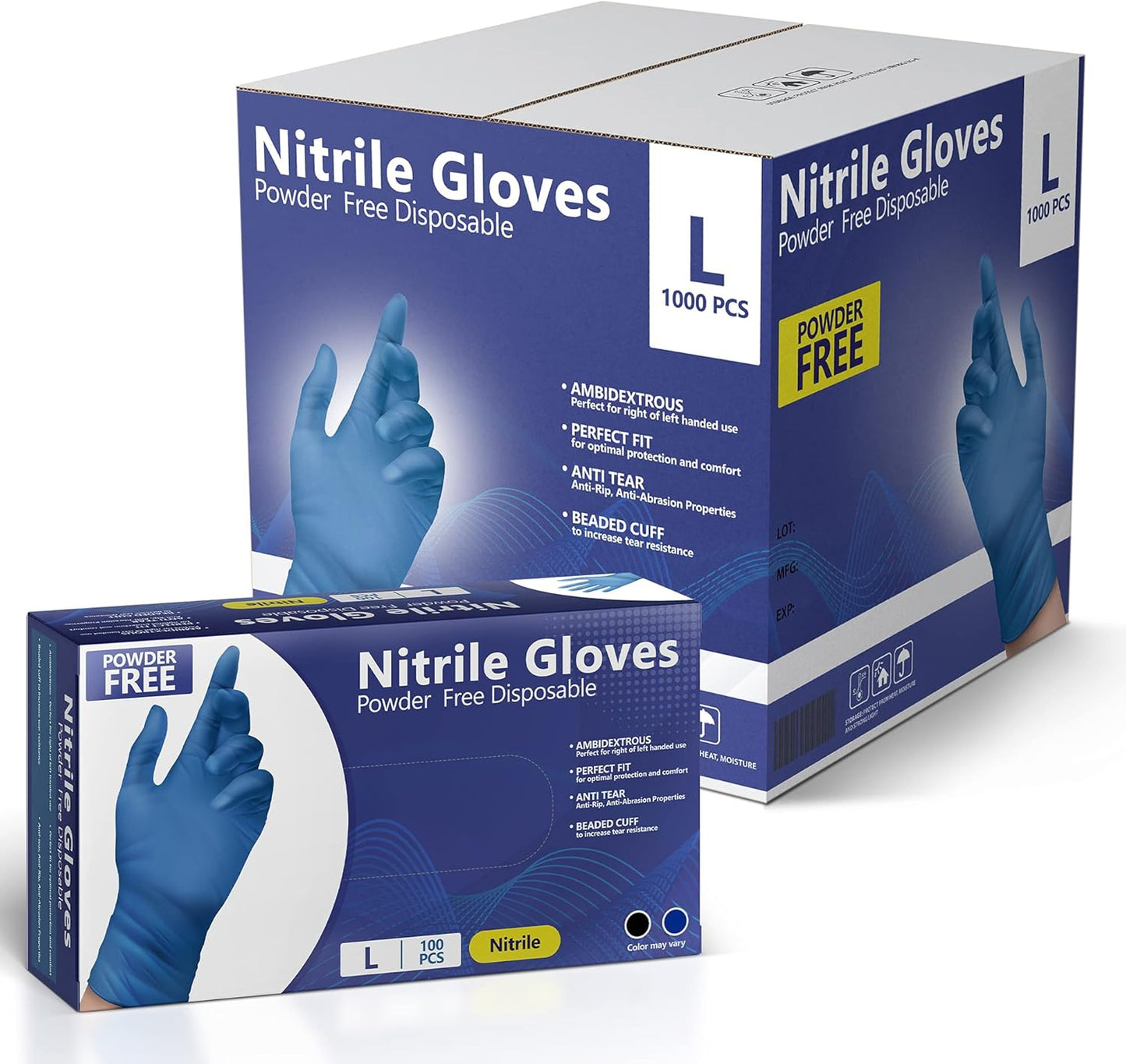 AroCare Nitrile Gloves - Comfortable, Powder-Free, Latex-Free Disposable Gloves | 100-1000 Count