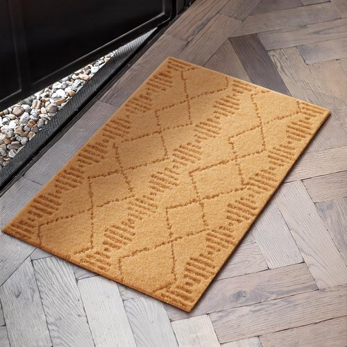 Front Door Mat Indoor Outside Entrance, Heavy Duty Dirt Trapper Coir Doormat with Non Slip Backing Entryway Rug for Front Back Door, 17x30, Brown