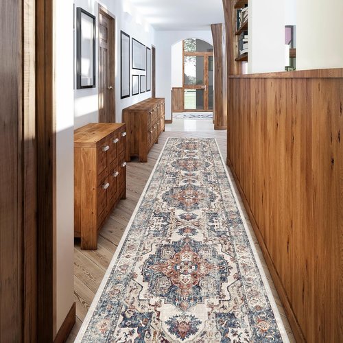 Hallway Washable Runner Rug - Vintage Soft Non-Slip Indoor Carpet for Entryway | 2'6''x12', Brick