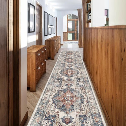 Hallway Washable Runner Rug - Vintage Soft Non-Slip Indoor Carpet for Entryway | 2'6''x12', Brick