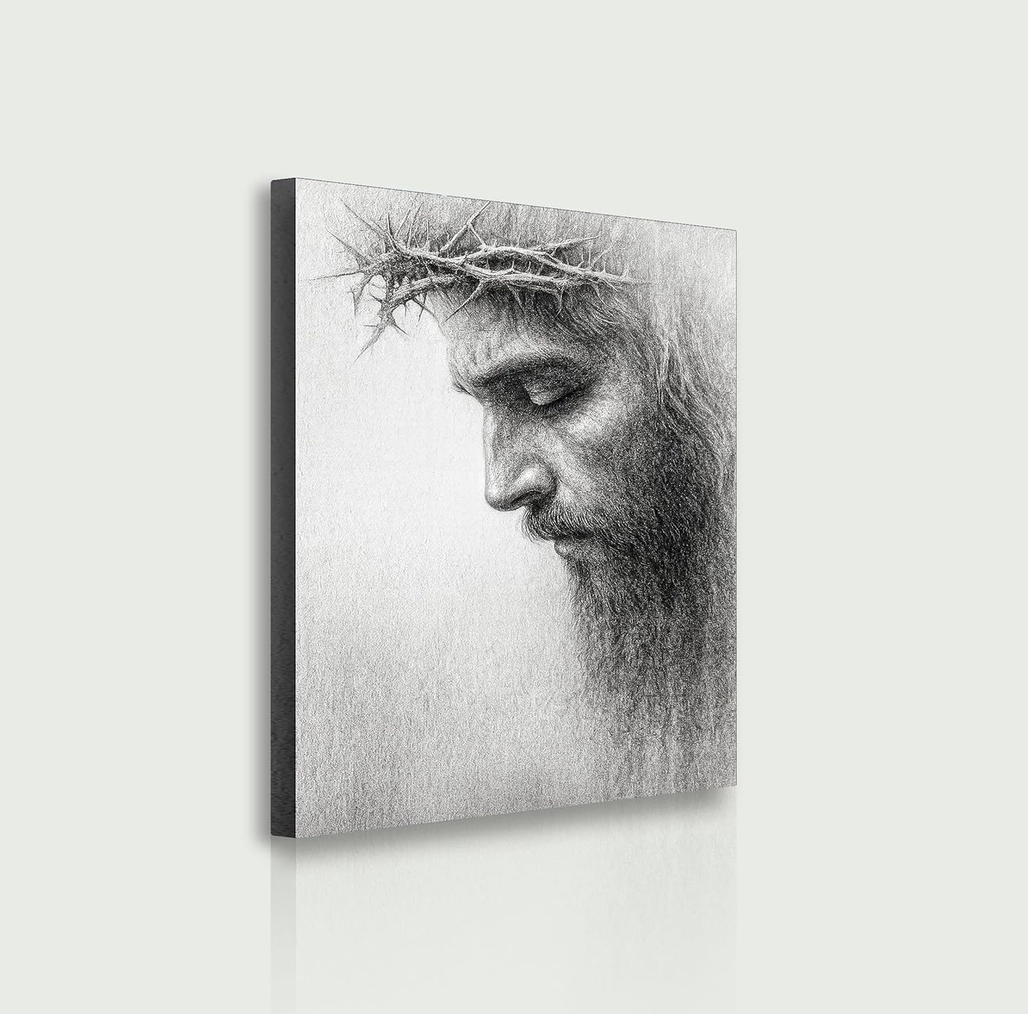 TAILORED CANVASES Jesus Crown of Thorns Canvas Wall Art - Spiritual Christian Home Decor 12x18