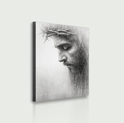 TAILORED CANVASES Jesus Crown of Thorns Canvas Wall Art - Spiritual Christian Home Decor 12x18
