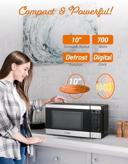 Commercial Chef 0.7 Cu. Ft. Microwave - 700W Countertop with 10 Power Levels & Digital Display